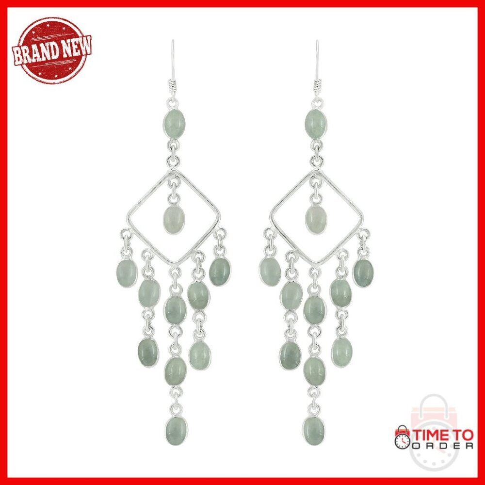 925 Silver Plated Dangle Earrings Handmade Statement Jewelry Gift